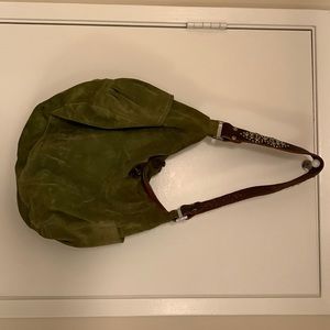 Tylie Malibu sage green studded suede purse.